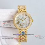 AAA replica Omega De Ville gold diamond bezel pearl shell face Swiss mechanical watch (1)_th.jpg